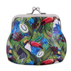 Coin Purse Tropical Feathers & Flowers Made With Pu by JOE COOL