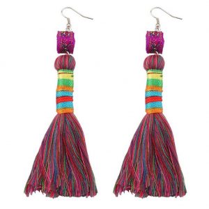 Drop Earring Tassel Made With Tin Alloy & Cotton by JOE COOL
