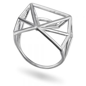Ring 3d Abstract Triangle Made With Tin Alloy by JOE COOL