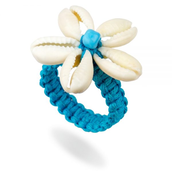 Ring Flower Made With Cord & Cowrie Shell by JOE COOL