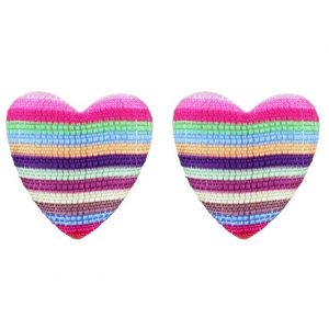 Stud Earring Heart Made With Fabric by JOE COOL