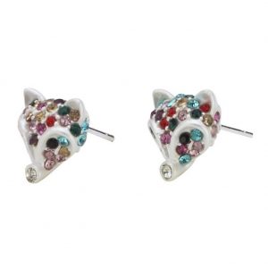 Stud Earring Fox Head 12mm Made With Crystal Glass & Tin Alloy by JOE COOL