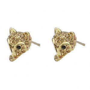 Stud Earring Fox Head 12mm Made With Crystal Glass & Tin Alloy by JOE COOL