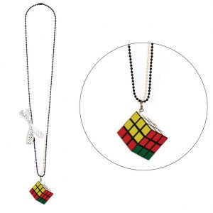 Necklace With A Pendant Chain & Rubix Cube With Polka Dot Bow Made With Resin by JOE COOL