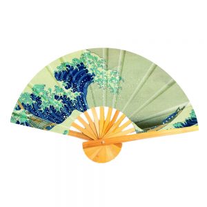 Fan Hokusai The Great Wave Of Kanagawa Made With Cotton & Bamboo by JOE COOL