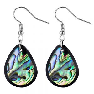 Drop Earring Inlay Oval Paua Made With Resin & Shell by JOE COOL