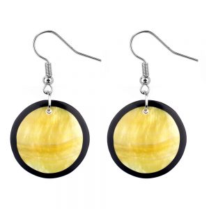 Drop Earring Inlay Round Mother Of Pearl Made With Resin & Shell by JOE COOL