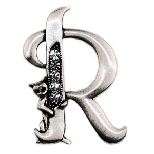 Brooch Initial 'r' Cat/stones Made With Pewter by JOE COOL
