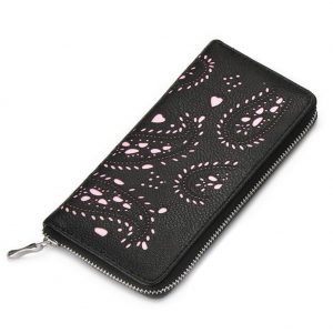 Zip Wallet Punched Paisley Made With Pu by JOE COOL