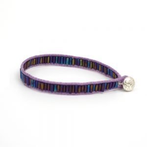 Bracelet Bugle Bead Rainbow Made With Cord & Glass by JOE COOL