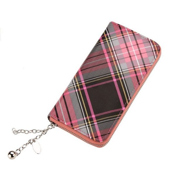 Zip Wallet Contemporary Tartan Plaid With Zip Made With Pu by JOE COOL