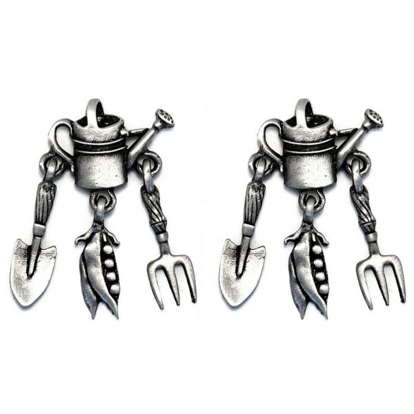 Stud Earring Watering Can & Spade & Fork Made With Pewter by JOE COOL