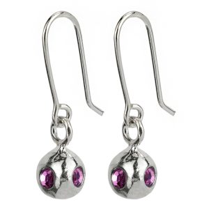 Drop Earring Studded Ball Made With 925 Silver & Crystal Glass by JOE COOL