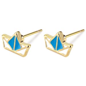 Stud Earring Origami Pastimes Paper Boat Made With Tin Alloy by JOE COOL