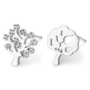 Stud Earring Tree Of Life Made With Crystal Glass & Tin Alloy by JOE COOL