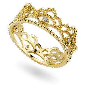 Ring Elaborate Princess Crown Made With Tin Alloy & Crystal Glass by JOE COOL