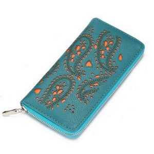 Zip Wallet Punched Paisley Made With Pu by JOE COOL