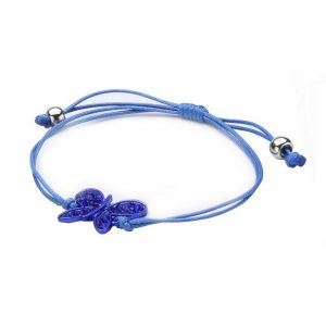 Bracelet Butterfly Adjustable Made With Crystal Glass & Cord by JOE COOL