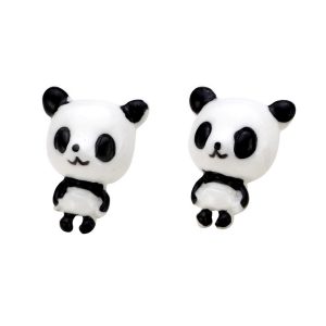 Stud Earring Little Kawaii Panda Made With Resin by JOE COOL