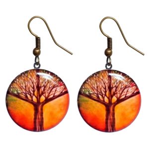 Drop Earring Printed Tree Made With Acrylic & Tin Alloy by JOE COOL