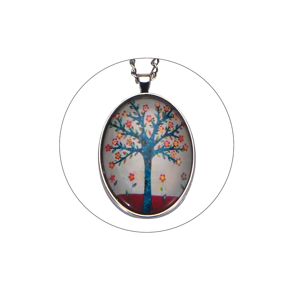 Necklace glass tree of life orange - Image 2