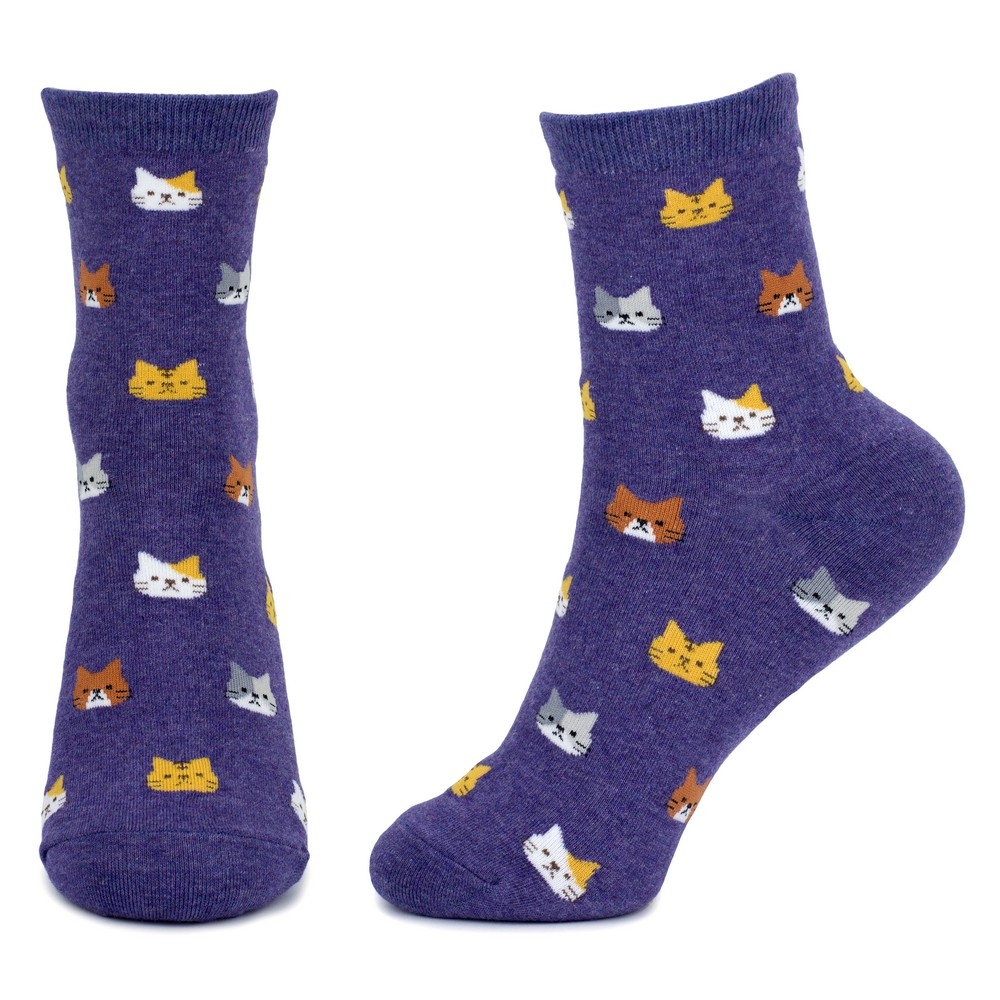 Socks cotton & spandex dream cat purple - Image 2