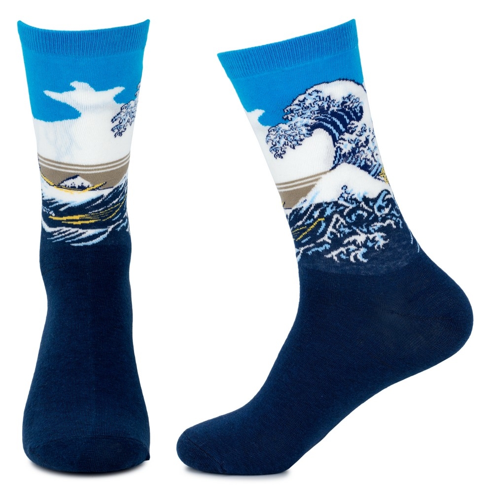 Socks cotton gents Hokusai The Great Wave of Kanagawa blue - Image 2