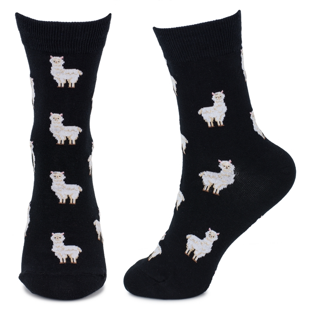 Socks cotton & spandex llama herd black - Image 2