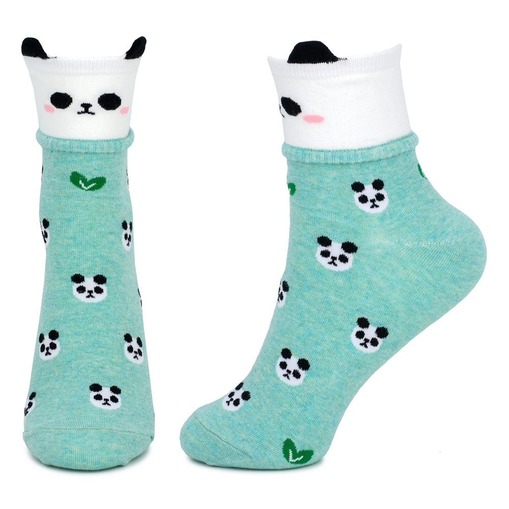 Socks cotton & spandex happy panda mint green - Image 2