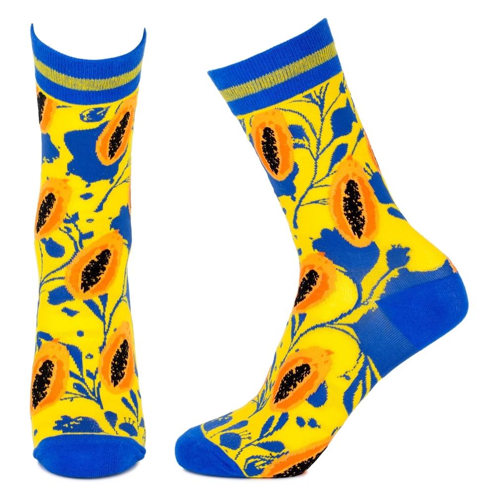 Socks cotton & spandex carica papaya yellow - Image 2