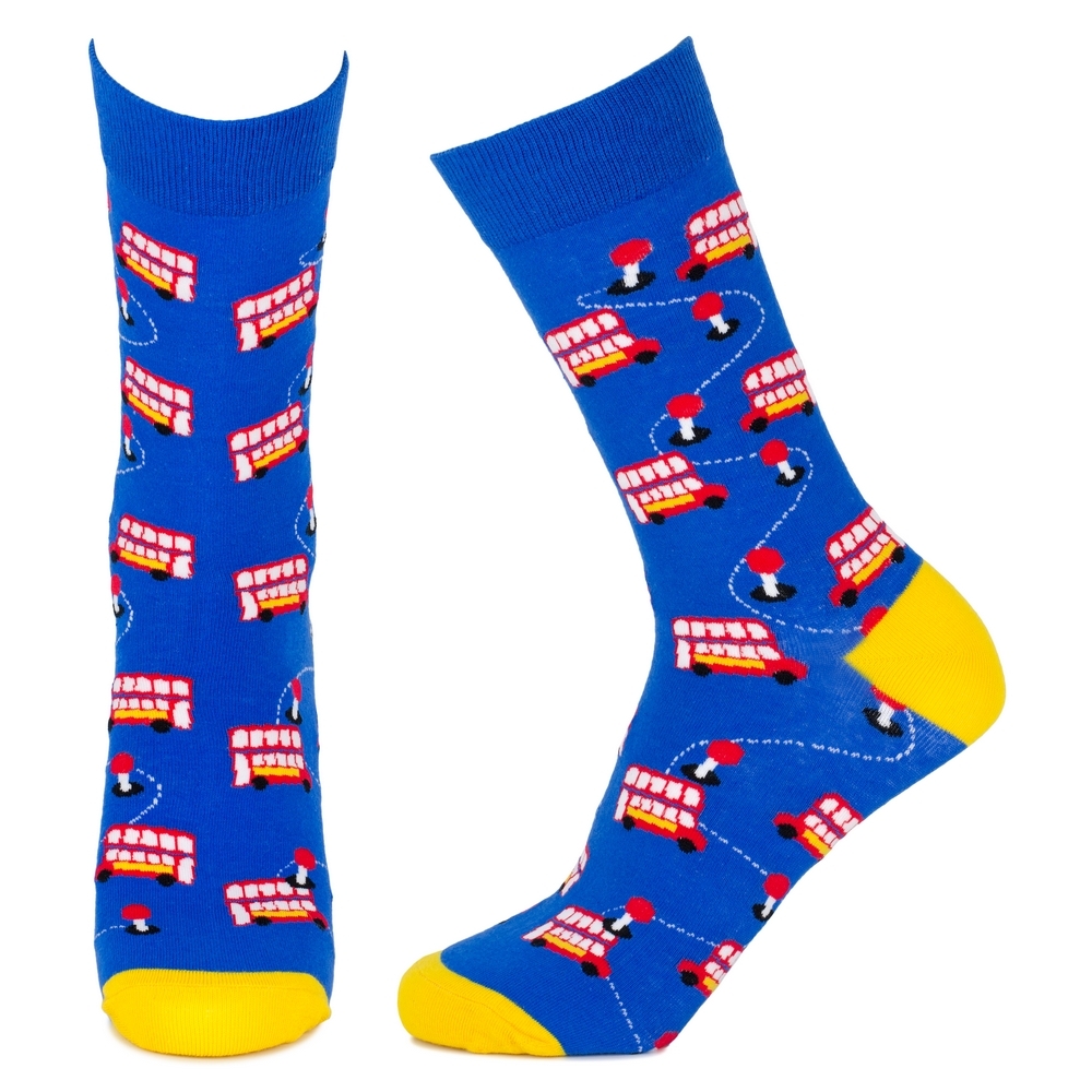 Socks cotton & spandex London red bus blue - Image 2