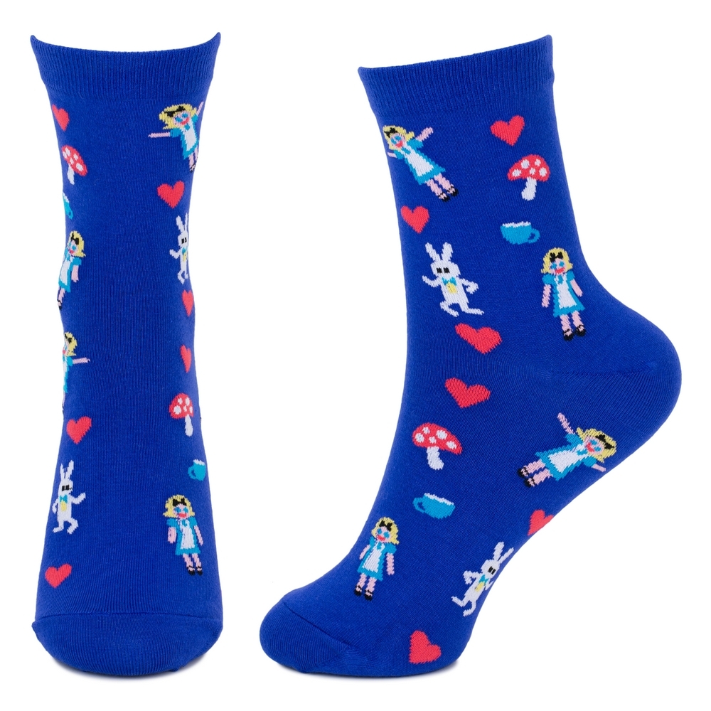 Socks cotton & spandex alice in wonderland blue - Image 2