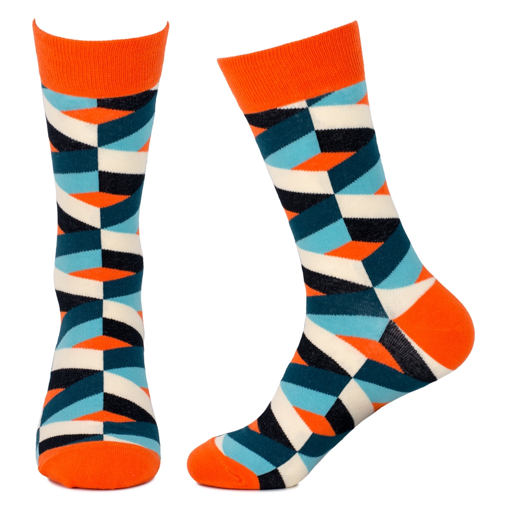 Socks cotton & spandex gents retro optic riband orange - Image 2