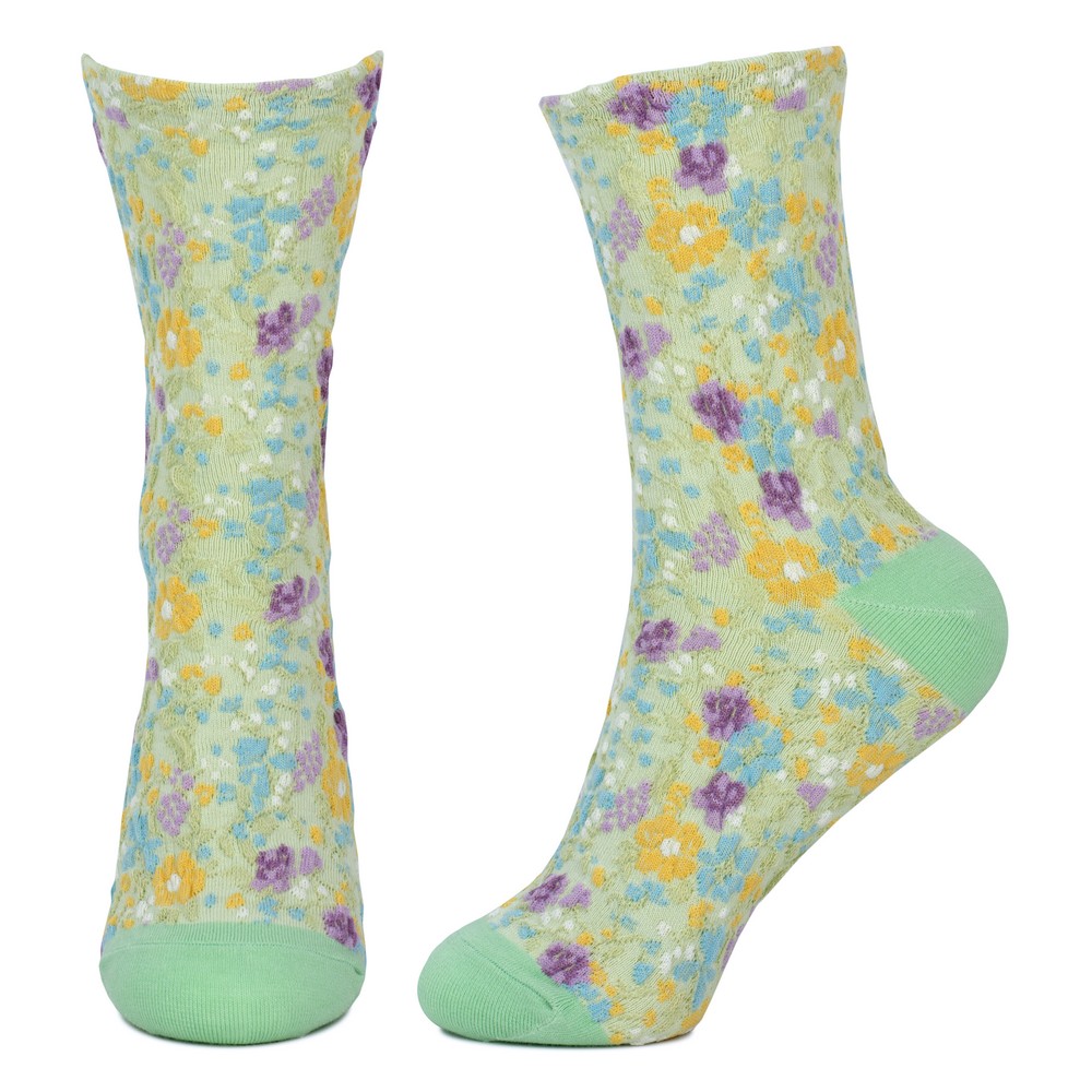 Socks cotton & spandex french floral green - Image 2