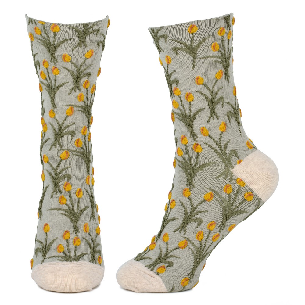 Socks cotton & spandex tulip fields yellow & beige - Image 2