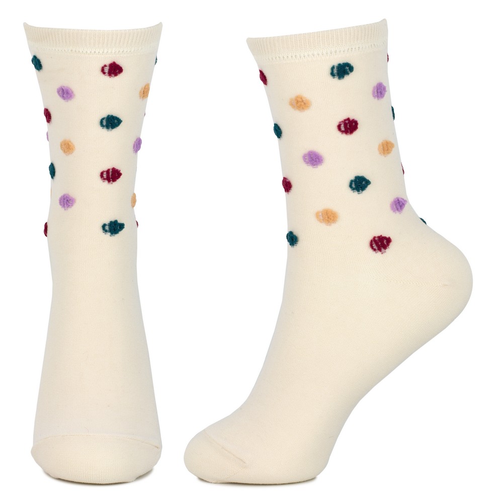 Socks cotton & spandex inside out polka off-white - Image 2