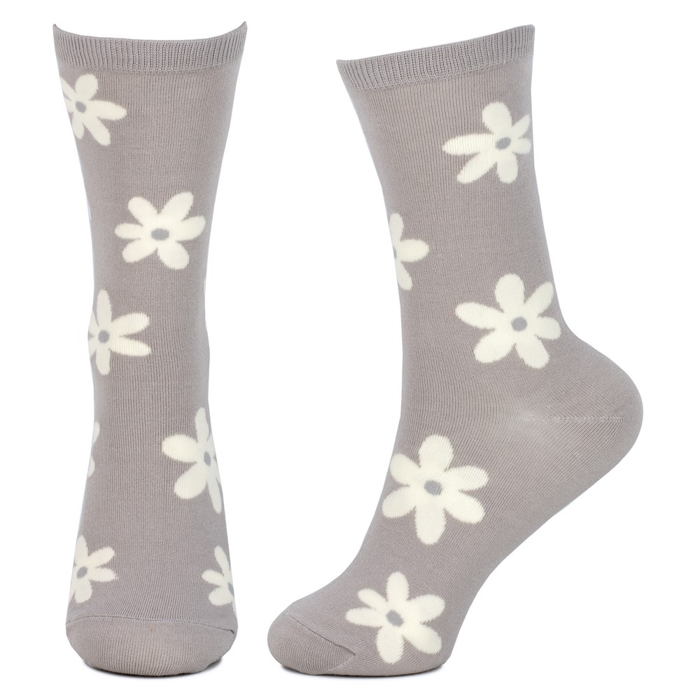 Socks cotton & spandex retro bloom grey - Image 2