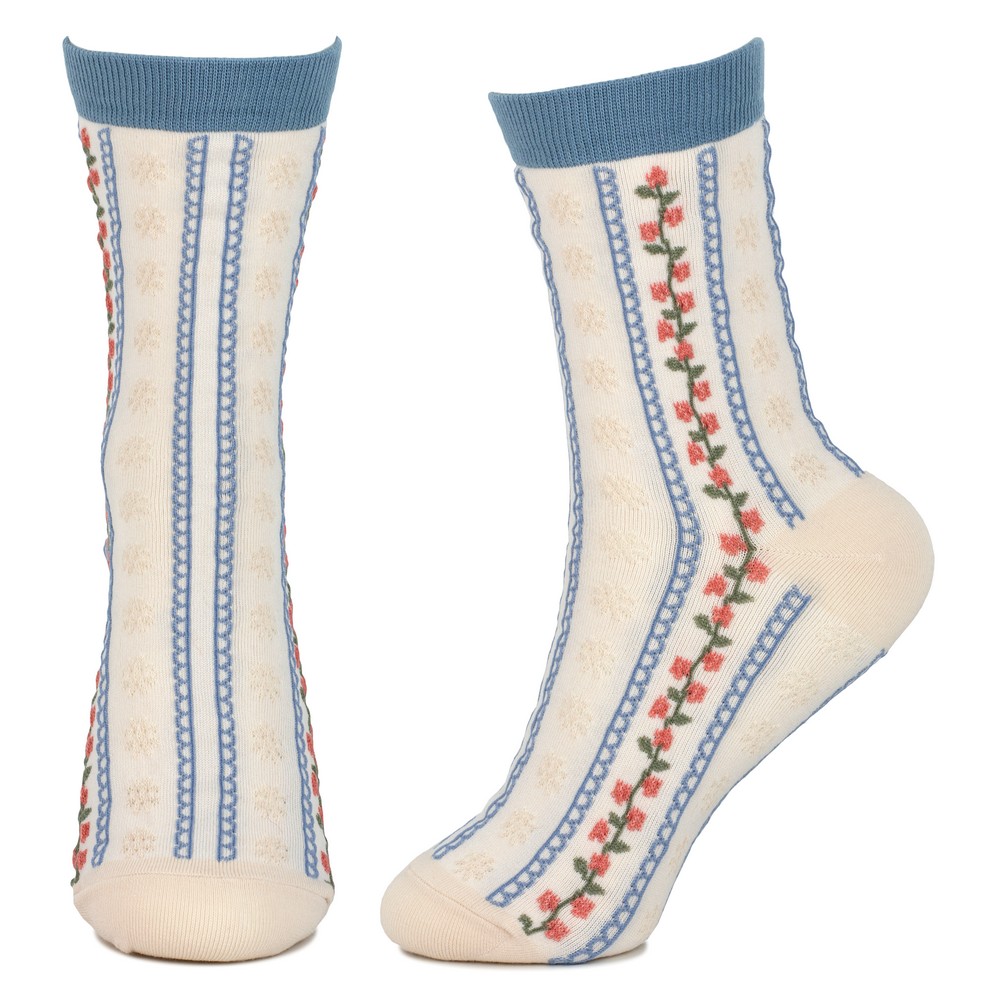 Socks cotton & spandex vintage rose line off-white - Image 2