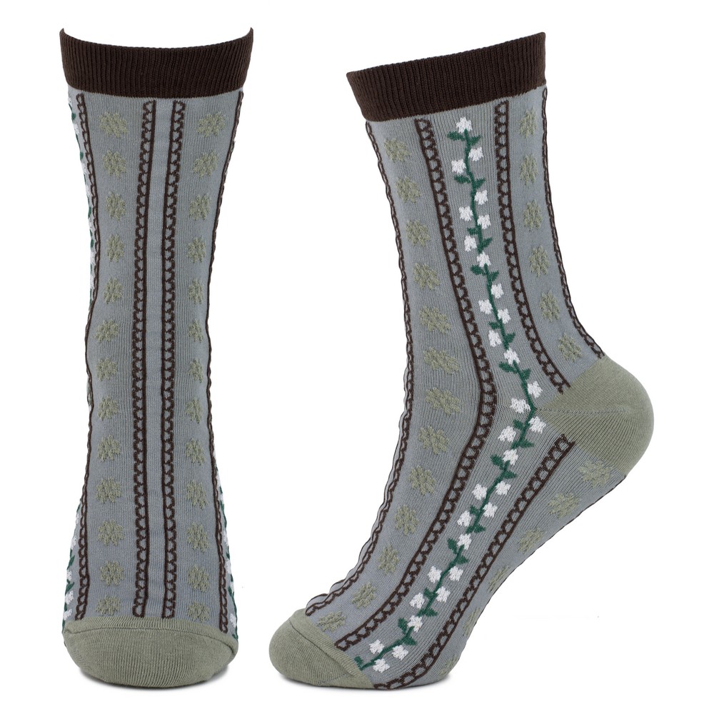 Socks cotton & spandex vintage rose line green - Image 2