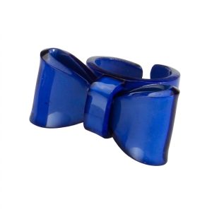 Ring acrylic bow blue