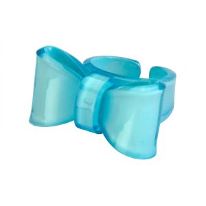 Ring acrylic bow light blue